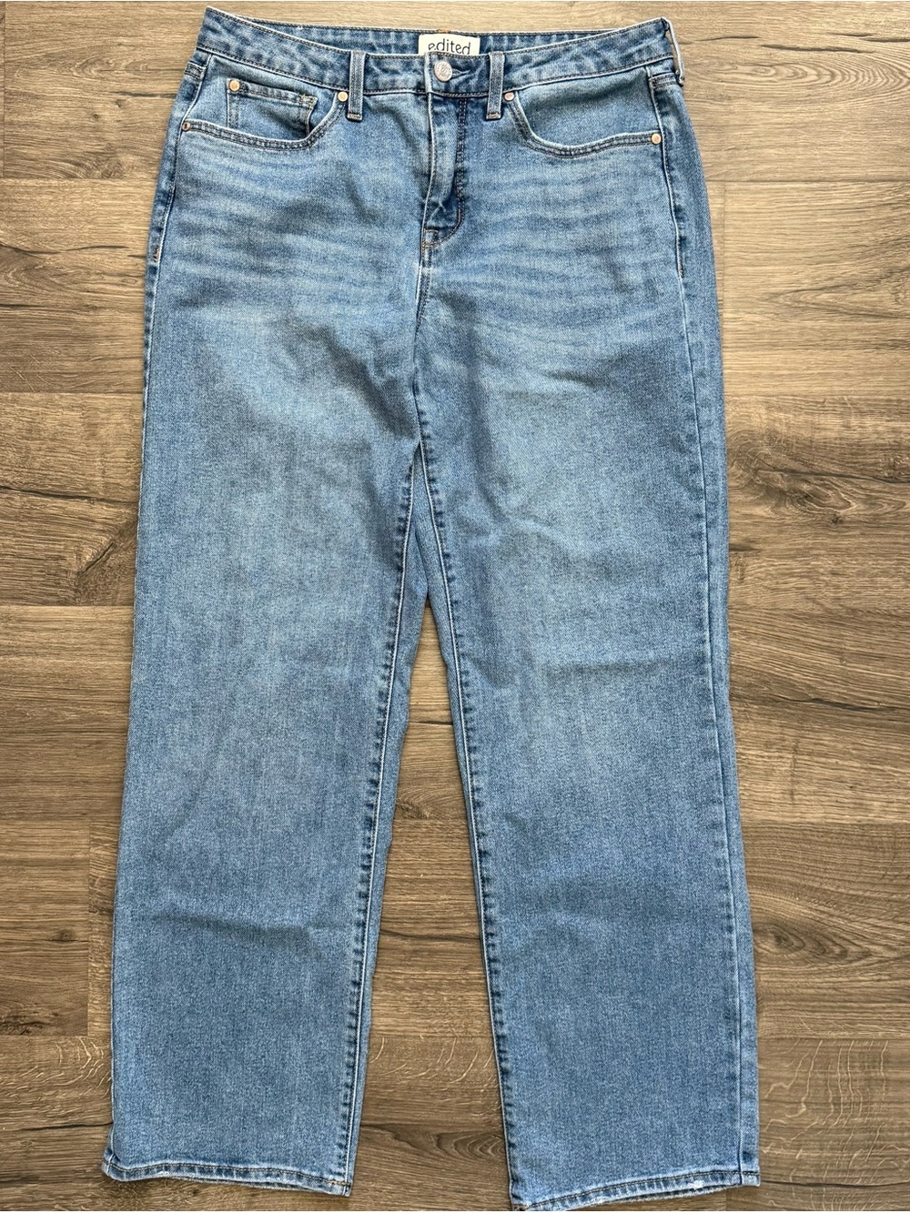 Edited by Remi Bader Blue Denim Straight Leg High Rise Jeans size 8 Women